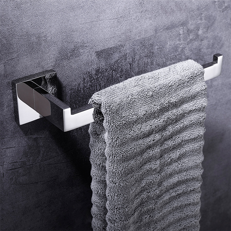 Fábrica de China Accesorios de baño de acero inoxidable Barra de toalla de baño cromada Soporte de toalla individual