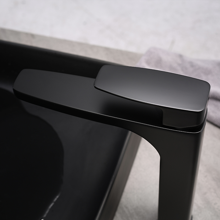 Grifo mezclador monomando de montaje en cubierta de nuevo diseño grifo de lavabo de baño de latón negro mate