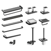 Accesorios de baño de lujo para Hotel, conjunto de accesorios de baño para inodoro de cobre negro y cromo