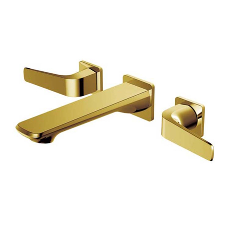 Moderno titanio dorado con doble manija, 3 orificios, 8 ", grifo mezclador de lavabo oculto generalizado, grifo para lavabo de baño