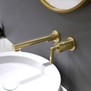 Fábrica de China de latón cepillado de oro de una manija de 2 orificios montado en la pared del grifo del lavabo del grifo del lavabo del baño