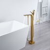 Grifo de bañera independiente de oro cepillado, soporte de suelo de latón, mezclador de ducha de bañera