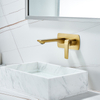 Grifo mezclador de agua fría y caliente de un solo mango de oro de lujo moderno grifo de baño montado en la pared
