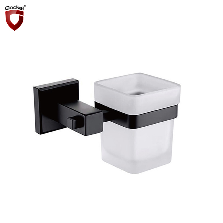 Guangdong Factory Sanitarios Accesorios de baño montados en la pared de color negro mate Portavasos individual
