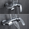 Baño de latón cromado a la vista Sistema de columna de ducha de lluvia Grifo Mezclador Grifos Kits Juego de ducha