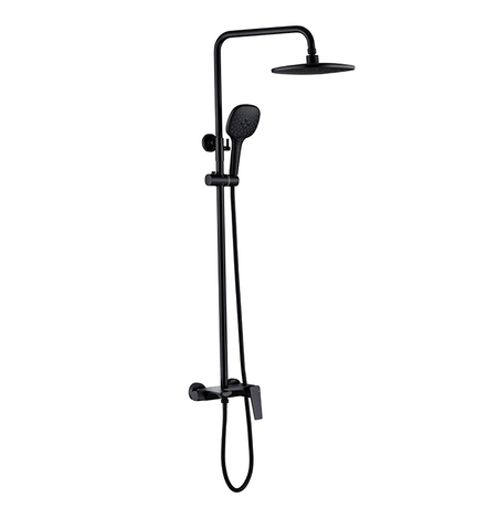 Juego de ducha de lluvia para baño expuesto Kaiping Gockel Matt Black con ducha de mano