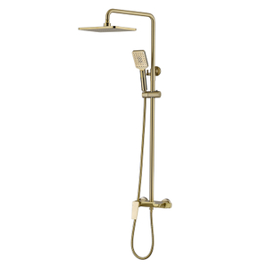 2021 Aamzon Venta caliente Juego de ducha montado en la pared de oro cepillado con ducha de mano para baño