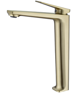 Fregadero de recipiente alto de oro cepillado popular Grifo de baño Grifo de lavabo de lavabo de un solo orificio Grifo mezclador de tocador