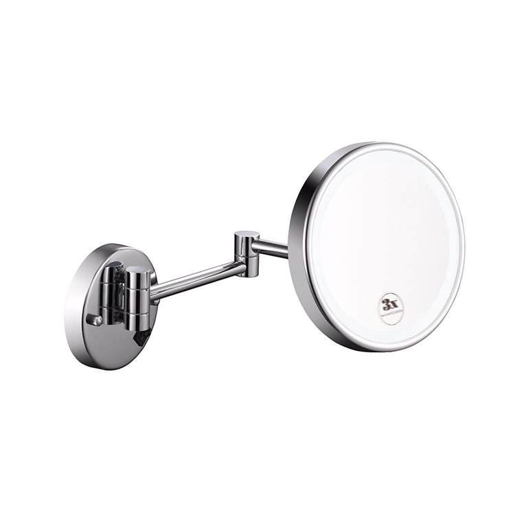 Espejo de maquillaje de tocador montado en la pared de baño LED extensible de aumento 3X