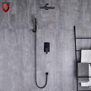 Juego de ducha de baño montado en la pared, cromado y negro de alta calidad, mezclador de ducha de lluvia con ducha de mano