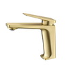 Grifo mezclador de lavabo dorado cepillado de una sola manija de alta calidad para baño