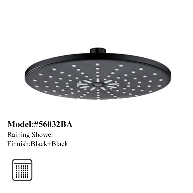 Venta al por mayor Accesorios de baño Matt Black Round 9 pulgadas ABS Rainfal Baño Cabezal de ducha