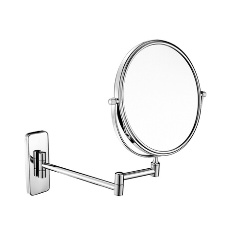 "Espejo de maquillaje de espejo de baño de hotel redondo plegable con marco cromado montado en la pared extensible"