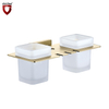 Soporte de vaso doble de latón cepillado dorado Accesorios de baño Portavasos montado en la pared