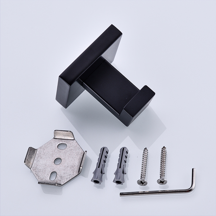 Accesorios de baño al por mayor Gancho para bata montado en la pared negro mate de acero inoxidable