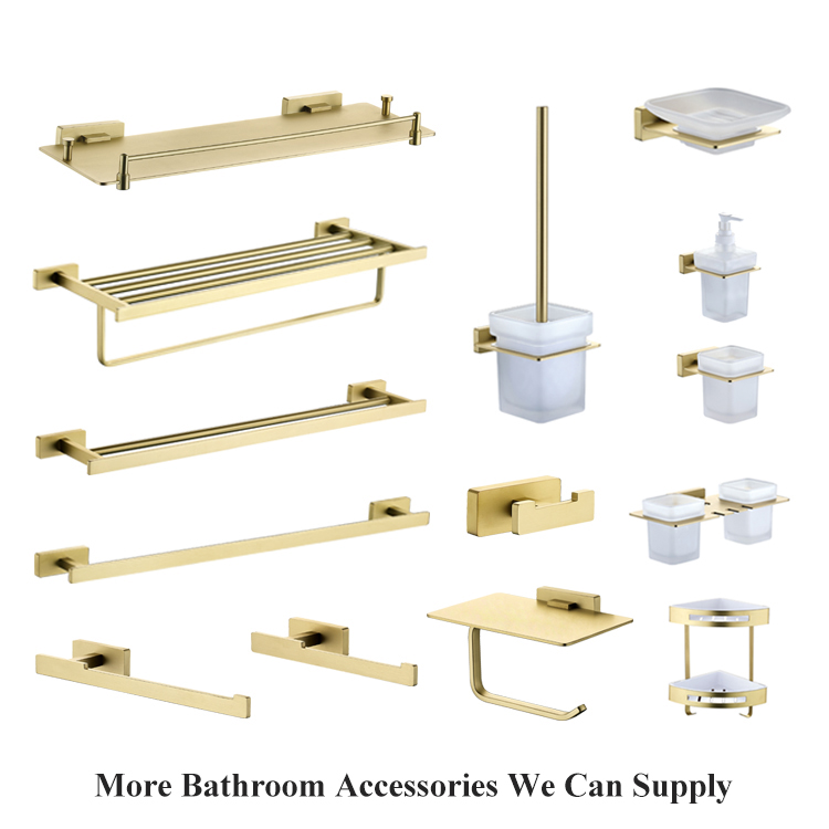 Cesta de almacenamiento de alta calidad de lujo, organizador de baño de oro cepillado, carrito de ducha, estante de esquina de baño