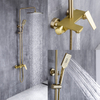 2021 nuevo diseño Desigh baño cobre montado en la pared oro expuesto baño ducha grifo conjunto