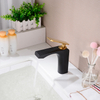 Agua de una sola palanca, negro mate y titanio dorado, grifo de baño montado en cubierta, grifo mezclador para lavabo