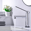 Mezclador de lavabo de lavabo de baño de latón de agua fría caliente sólida con un orificio enchapado en cromo