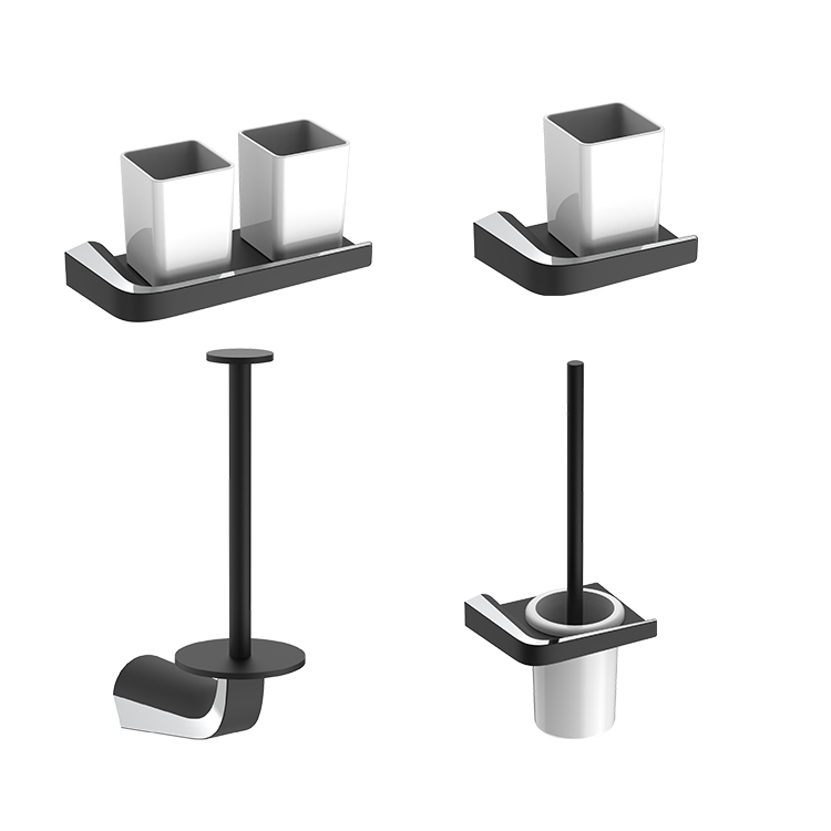 Accesorios de baño de lujo para Hotel, conjunto de accesorios de baño para inodoro de cobre negro y cromo