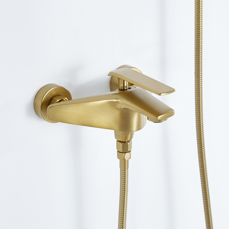 Guangdong 2021, nuevo diseño, grifo mezclador de ducha de baño de latón dorado montado en la pared, grifo de bañera
