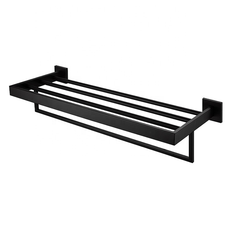 Juego de accesorios de baño montados en la pared de acero inoxidable negro mate de alta calidad moderno