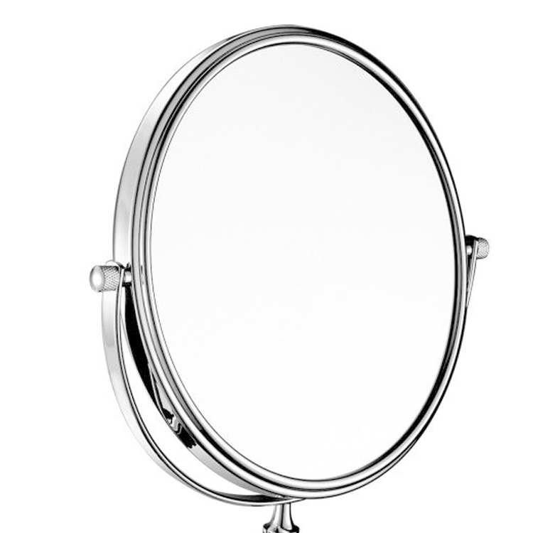 "Espejo de maquillaje de espejo de baño de hotel redondo plegable con marco cromado montado en la pared extensible"