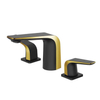 Gockel, grifo de lavabo de 3 orificios con manija doble montada en cubierta de cobre negro y dorado para baño