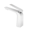 Grifo de lavabo de baño blanco cobre Grifo monomando montado en cubierta Grifo mezclador de agua fría y caliente