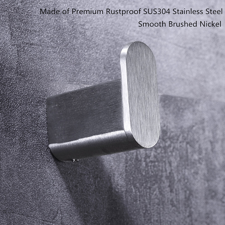 Guangdong Factory SUS304 Gancho para ropa de acero inoxidable montado en la pared de metal Gancho para colgar en níquel cepillado