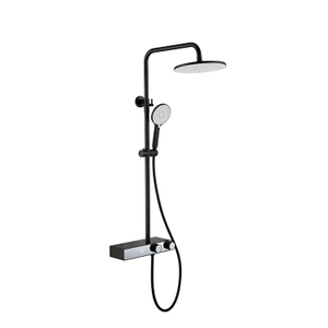 Proveedor de Kaiping, sistema de ducha de lluvia de montaje en pared de latón, juego de grifo de ducha negro mate para baño