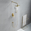 Conjunto de sistema de ducha de lluvia de montaje en pared dorado Conjunto de grifo de ducha oculto para baño en cascada