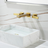 Grifo de baño de grifo mezclador de lavabo de 8 "de doble manija montado en la pared de oro rosa de alta calidad