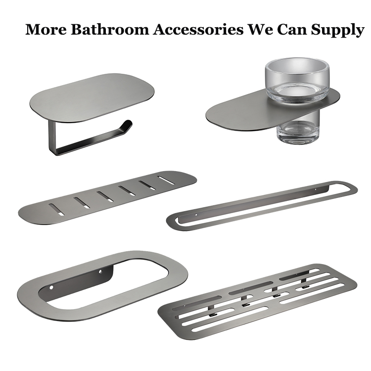 Venta al por mayor de fábrica, accesorios de baño montados en la pared negra, solo portavasos de acero inoxidable