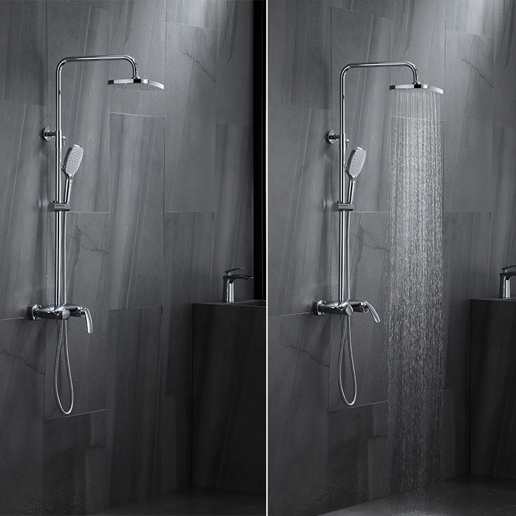Moderno Kaiping Factroy Juego de mezclador de ducha de lluvia para baño cromado montado en la pared con barra deslizante