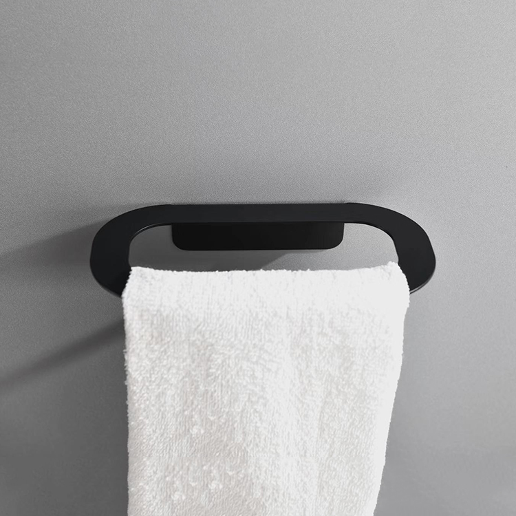 Kaiping Gockel Decoración del hogar Accesorios de baño Soporte de toalla de barra de toalla individual montado en la pared negro
