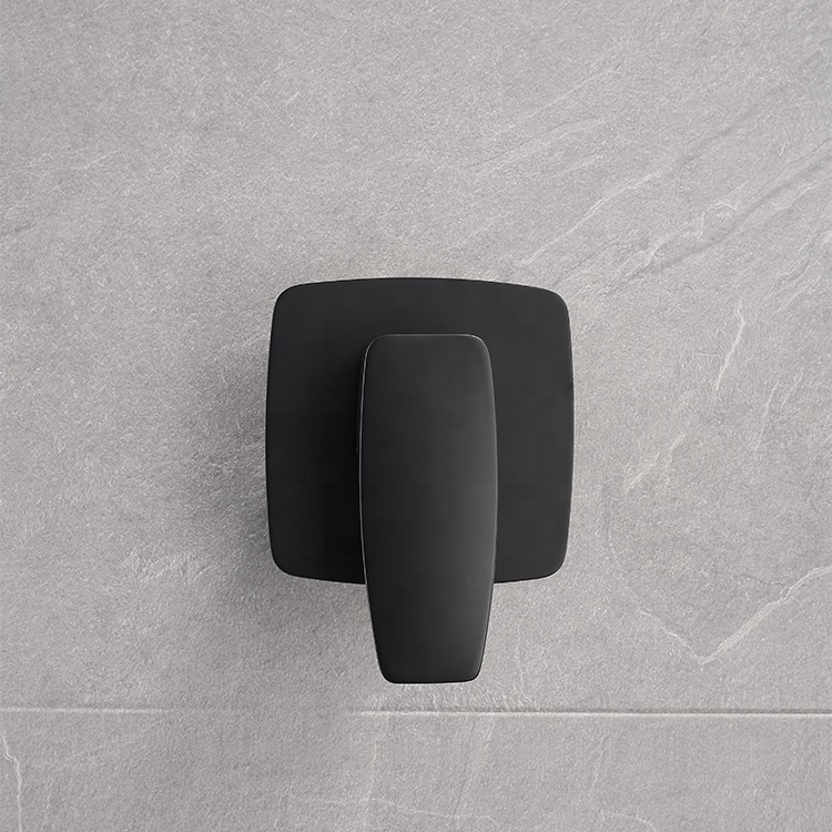 Juego de grifo de ducha oculto de mezclador de ducha de latón montado en la pared negro mate moderno