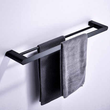 Nuevo diseño de la fábrica de China Baño doble negro Barra de toalla de acero inoxidable 304