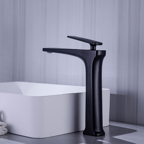 Nuevo estilo, artículos sanitarios, latón, un solo orificio, agua fría y caliente, negro mate, grifo mezclador para lavabo, grifo para lavabo de baño