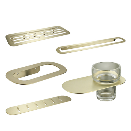 Proveedor de China Juego de accesorios de baño de baño de baño de cinco piezas de acero inoxidable dorado cepillado de 5 piezas
