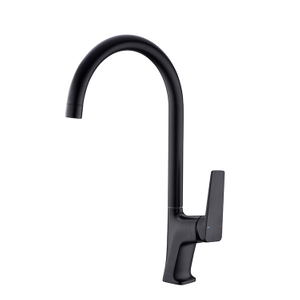 Grifo monomando para fregadero de cocina montado en cubierta, negro mate, de latón moderno