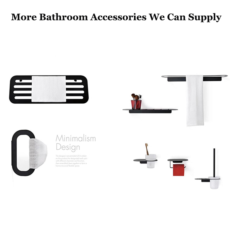 Kaiping Gockel Decoración del hogar Accesorios de baño Soporte de toalla de barra de toalla individual montado en la pared negro