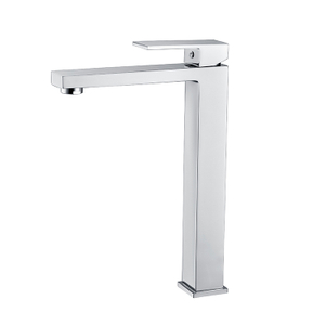 Grifo mezclador de agua para lavabo de cuerpo alto de latón cromado con un solo mango de fábrica de Guangdong, grifo para lavabo de baño