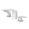 Grifo monomando para lavabo de latón montado en cubierta con doble manija cromada blanca moderna Grifo para lavabo de baño