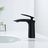 Grifo monomando de latón moderno con un orificio, negro mate, grifo mezclador para lavabo, grifo para lavabo de baño