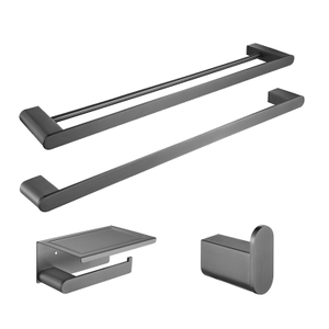Conjunto de accesorios de baño de inodoro negro de pistola de acero inoxidable de cuatro piezas montado en la pared moderno